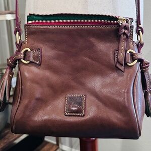 Dooney & Bourke Florentine Tassel Shoulder Bag in Deep Tan Leather